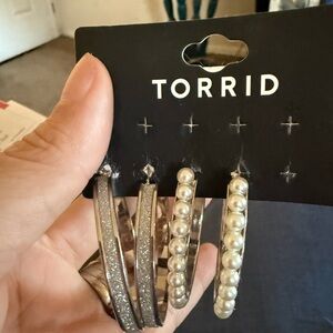 Torrid Glitter and Pearl Hoop Earrings